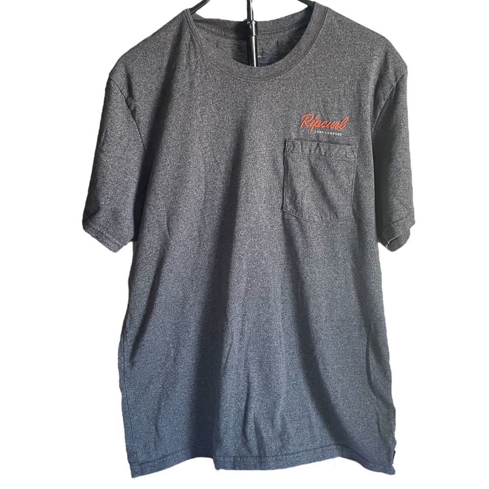 RIP CURL Too Easy Mens Medium gray Pocket Tee standard fit‎ cotton blend